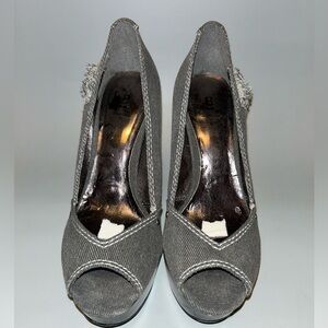 Pre loved denim style bakers platform heel